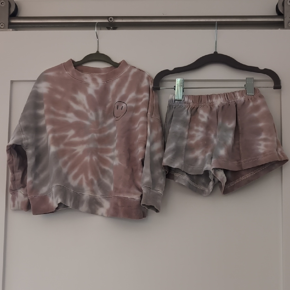 Rylee + Cru Boxy Pullover & Track Shorts Set - Rainbow Tie Dye - 2-3Y